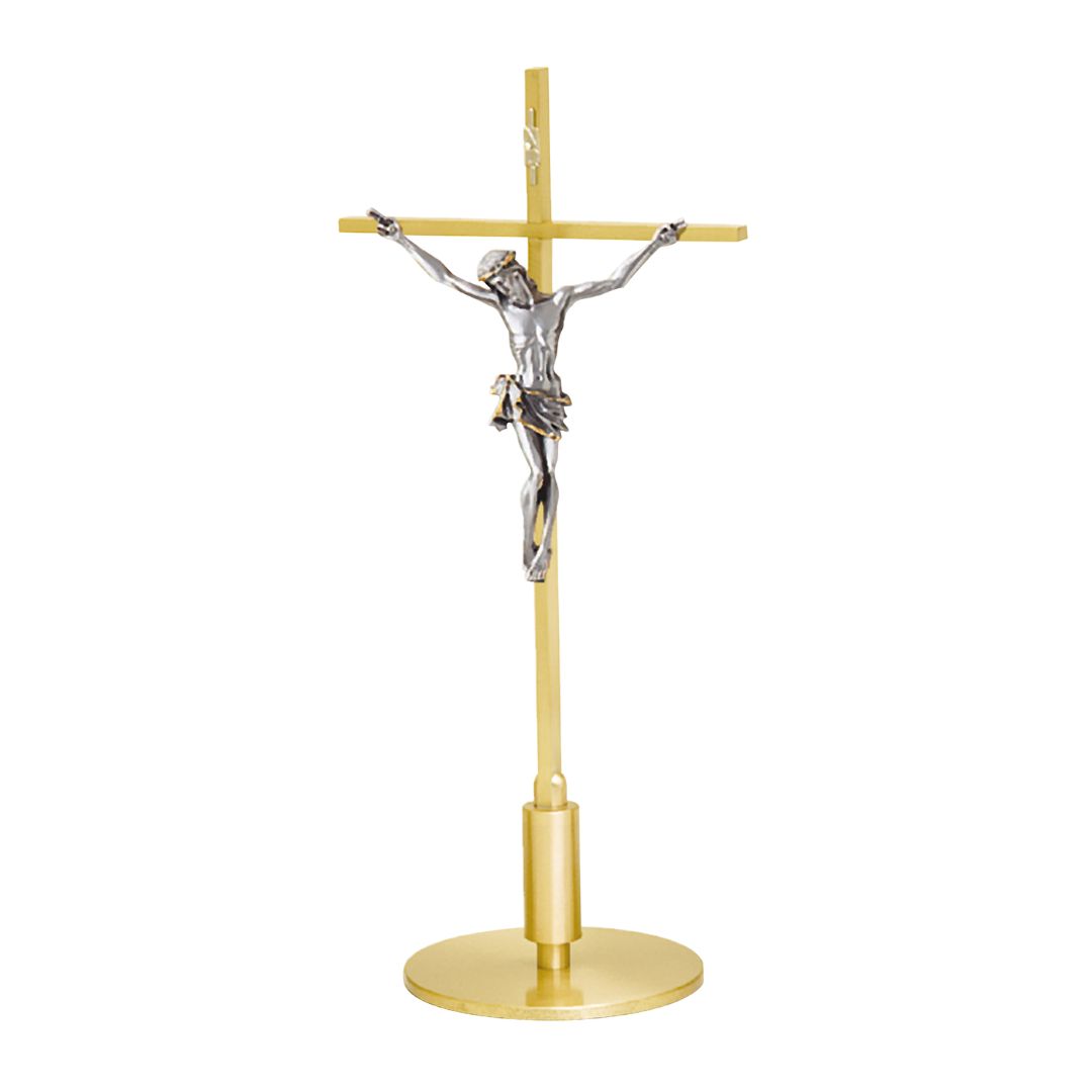 K Brand Brass Altar Crucifix is 15" high with a 5" base  14-K544-AC  FREE SHIPPING