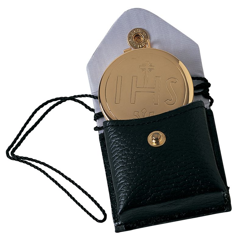 K Brand 24Kt Gold Plate Pyx Burse Set IHS 7 Host capacity (K207) K Brand 24Kt Gold Plate Pyx & Leather Burse Set IHS 7 Host capacity-K207
