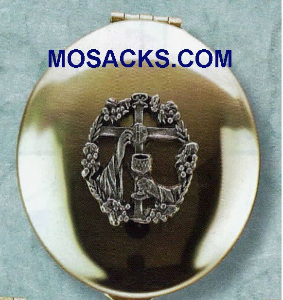 Pyx Polished Brass with Chalice Hands 15 Host Capacity-87021 Polished Brass Pyx Chalice Hands 15 Host Capacity-87021