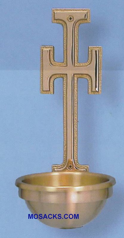 Bronze Holy Water Font w/Cross Back Plate