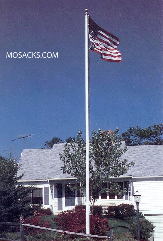 Residential/Commercial 25' White Fiberglass Flagpole w/ External Halyard Residential Commercial 25' White Fiber Flagpole, Ext. Halyard
