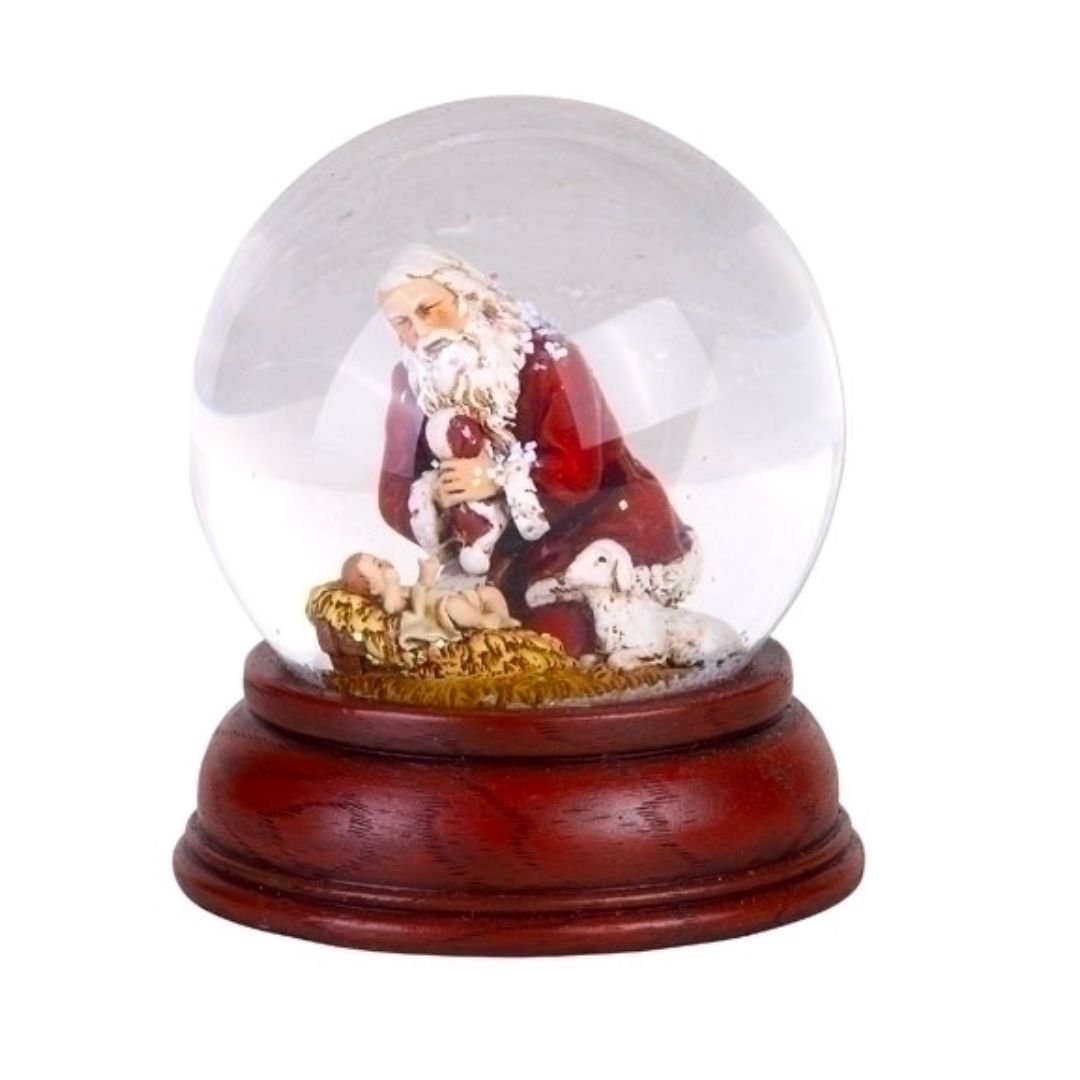 Roman Inc. Glitterdomes Kneeling Santa #36020