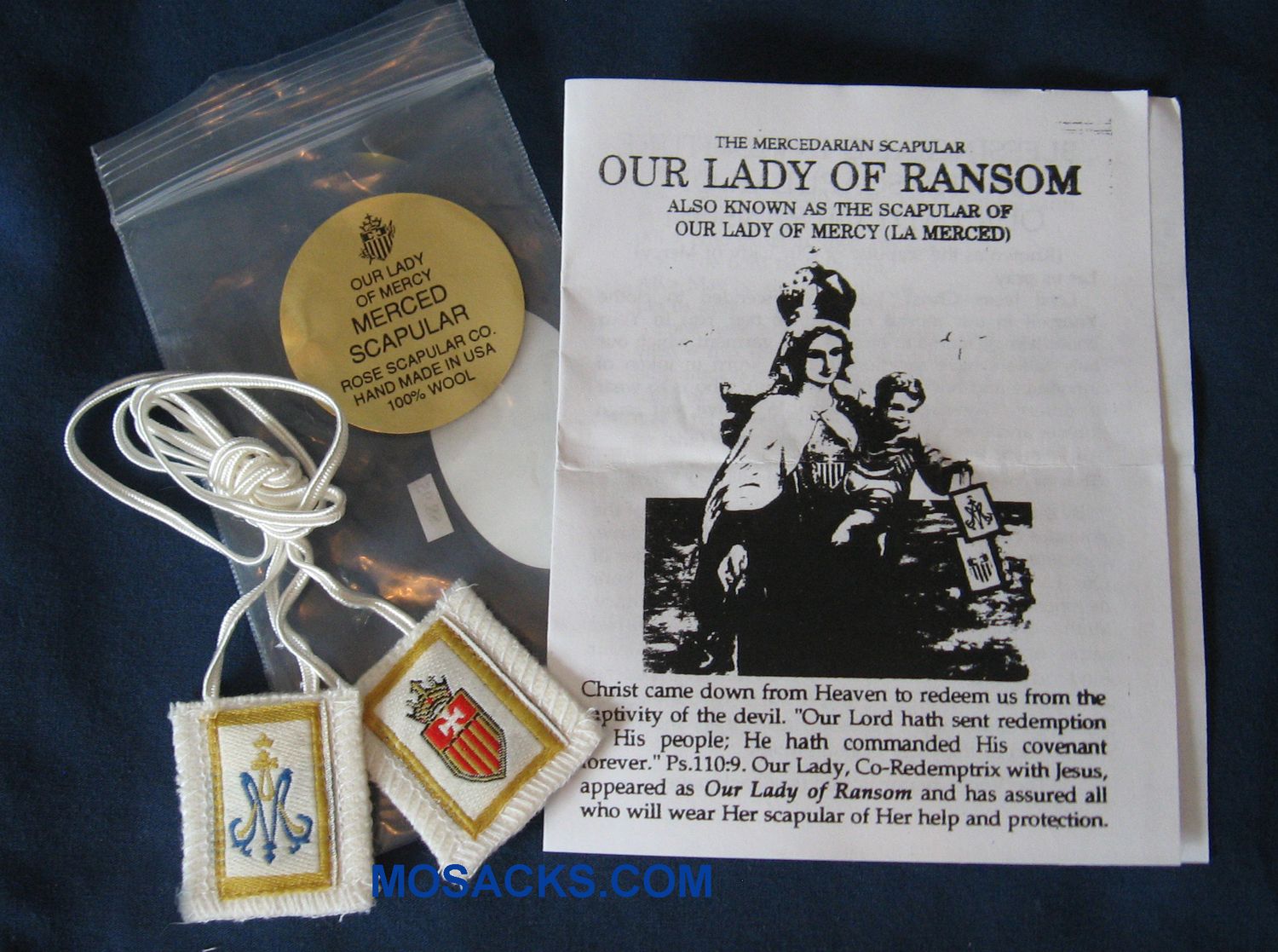 Scapular Our Lady of Mercy 1x2 inch Wool