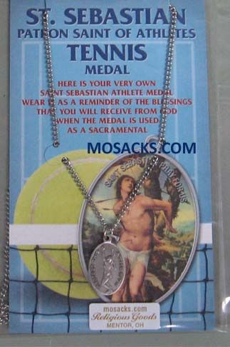 St. Sebastian Sports Pewter Tennis Medal 12-650-8047 St. Sebastian Tennis Medal 12-650-8047