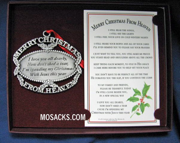 Merry Christmas From Heaven Pewter Ornament -OBM