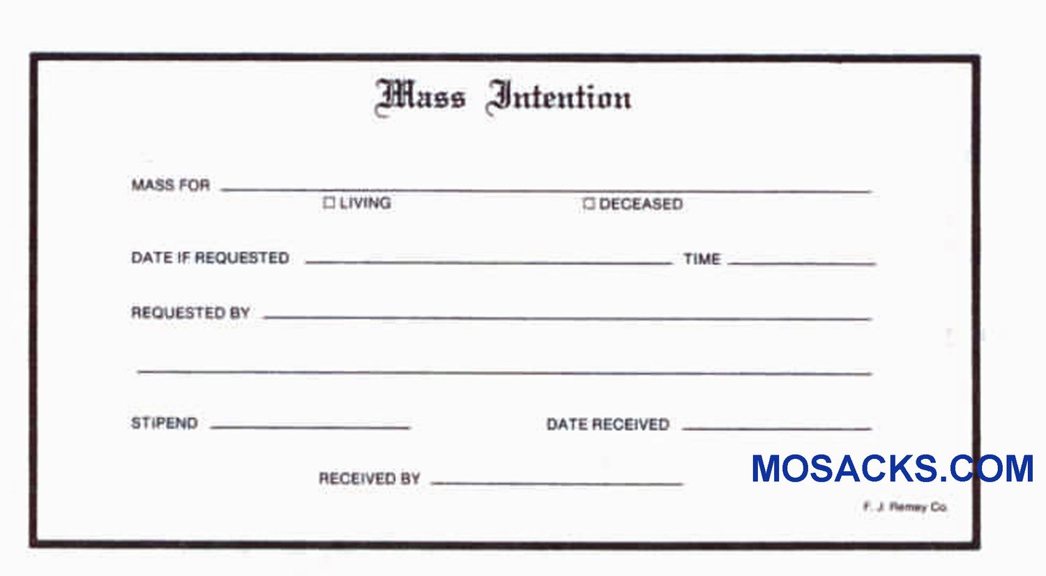 Mass Intention Church Offering Envelope 6-1/4 x 3-1/8 #304-363