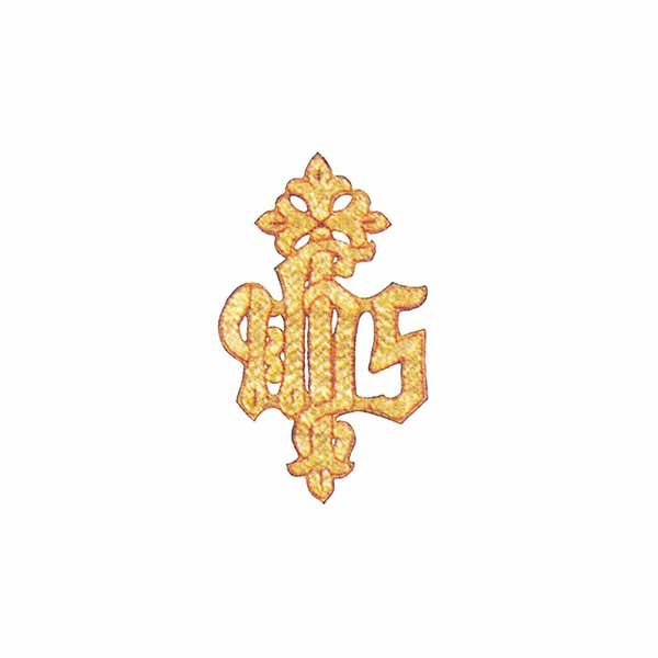 Beau Veste Applique Latin Cross IHS 10-1170A or 10-1170B is a hand embroidered gold metallic Fleur-…