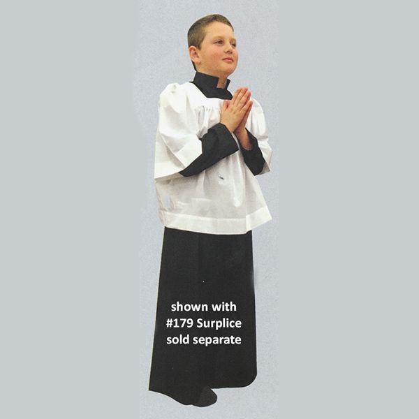 Beau Veste Altar Servers Cassock #561B in Black, Sizes 14 through 20