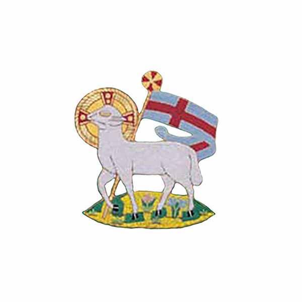 Beau Veste Applique Lamb Of Victory 10-1430 embroidered gold metallic Lamb Of God applique