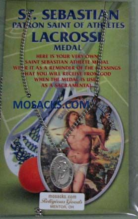 St. Sebastian Sports Pewter Lacrosse Medal 12-650-8050 St. Sebastian Lacrosse Medal 12-650-8050
