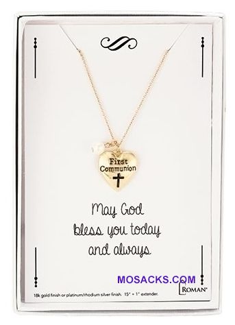 Communion Necklace with Heart charm in Gold 12777