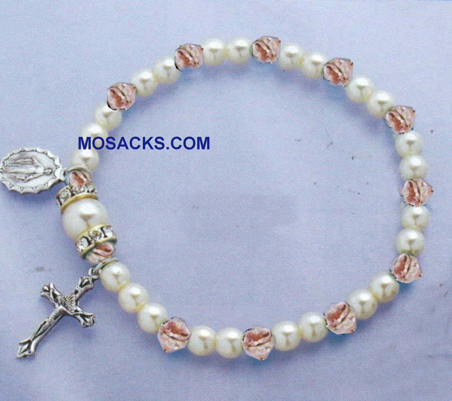 October Birthstone Rosary Stretch Bracelet Rose Zircon ‚Äì 45280RZ Rose Zircon One Decade Rosary Br…