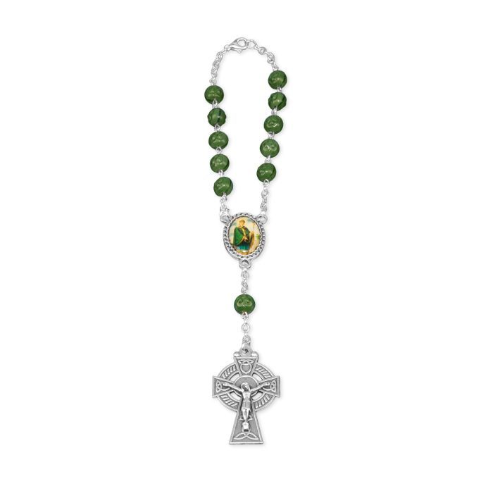 Auto Rosary St Christopher Green Bead 12-A41GR-640 This St. Christopher Auto Rosary will be conveni…