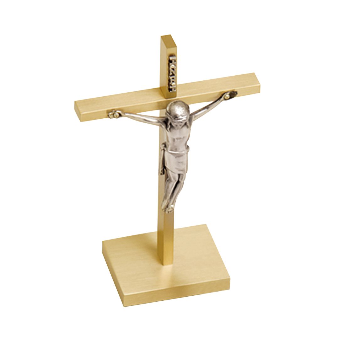 K Brand Brass Altar Crucifix in Satin Finish is 6.5" high with a 2.5" base 14-K17-C FREE SHIPPING