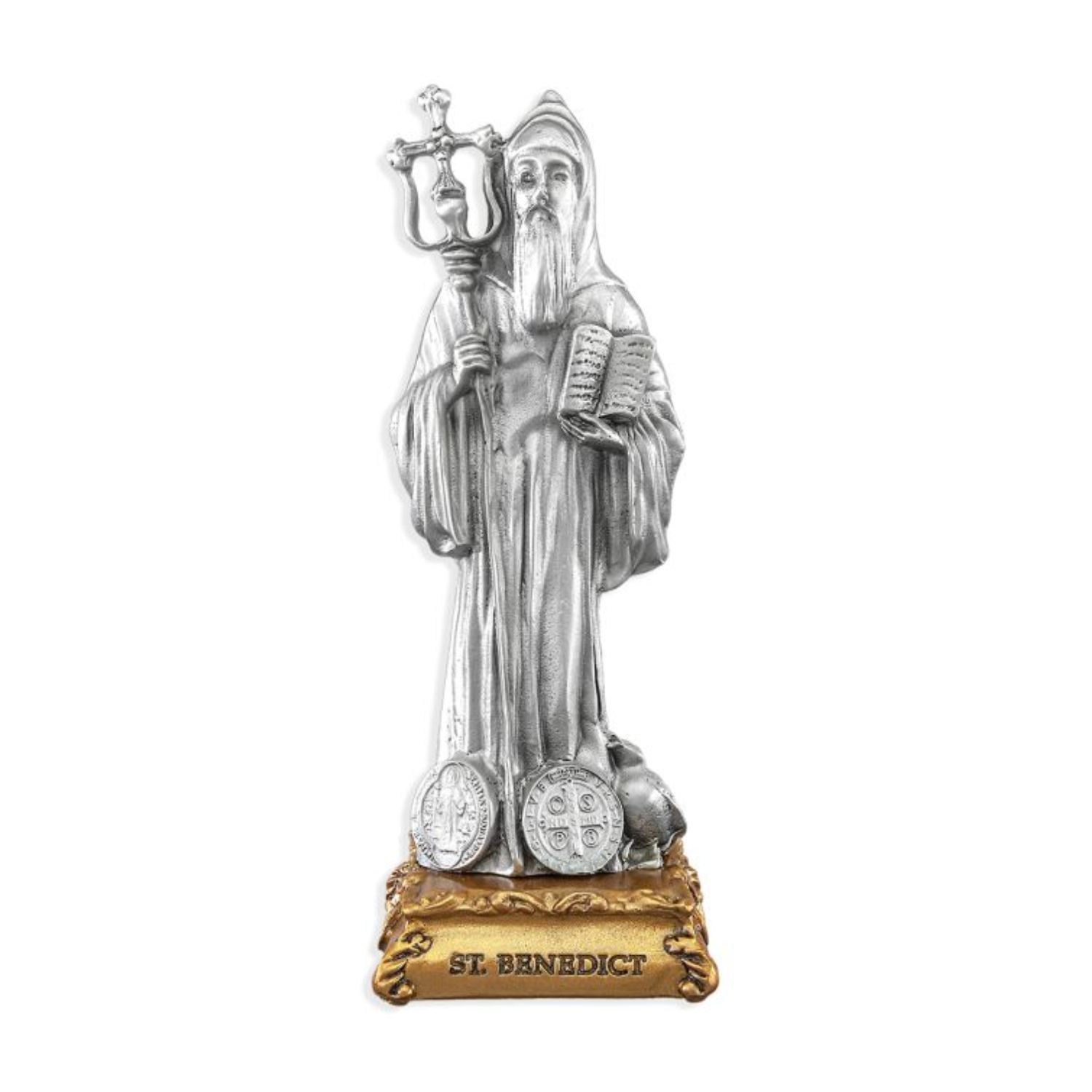 Pewter Statue St. Benedict, 4.5 Pewter Statue 4.5 Inch St. Benedict 12-1799-645
