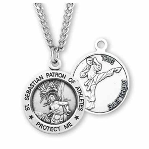 St. Sebastian Sports Medal Martial Arts in Sterling Silver, S905324