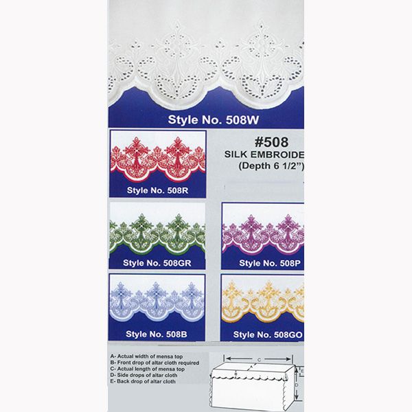 Embroidered Cross Polyester Altar Cloth Silk Embroidery-508