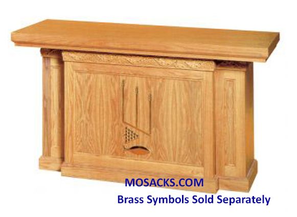 Altar - Wood Altar With Front Panel and Grape Banding design 72" wide x 32" deep x 40" high 40-1472