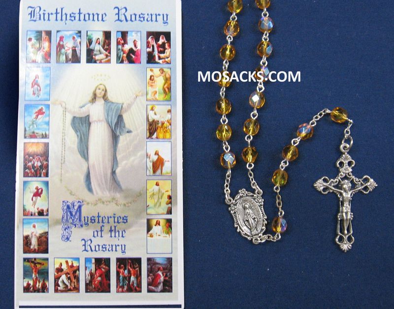 November Topaz Aurora Borealis Birthstone Rosary November Topaz Birthstone Rosary 64-307/TZ/C1