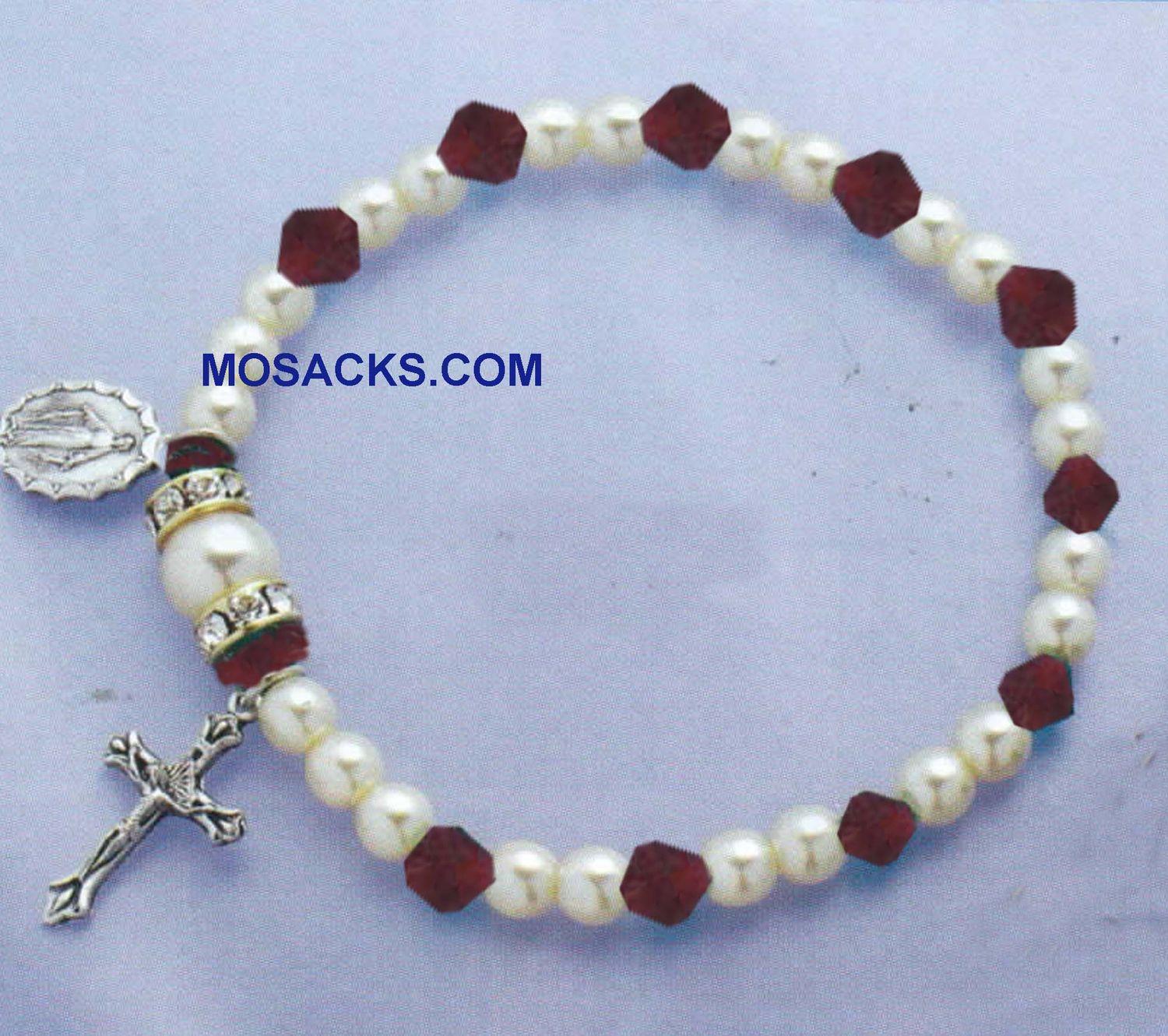 July Birthstone Rosary Stretch Bracelet Ruby ‚Äì 45280RB Ruby One Decade Rosary Bracelet for July