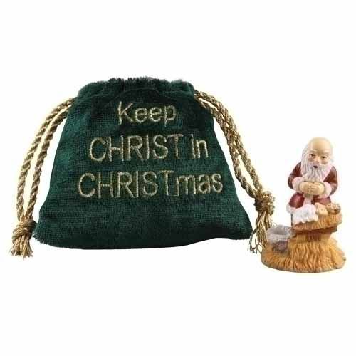 Kneeling Santa with Velvet Pouch #36214