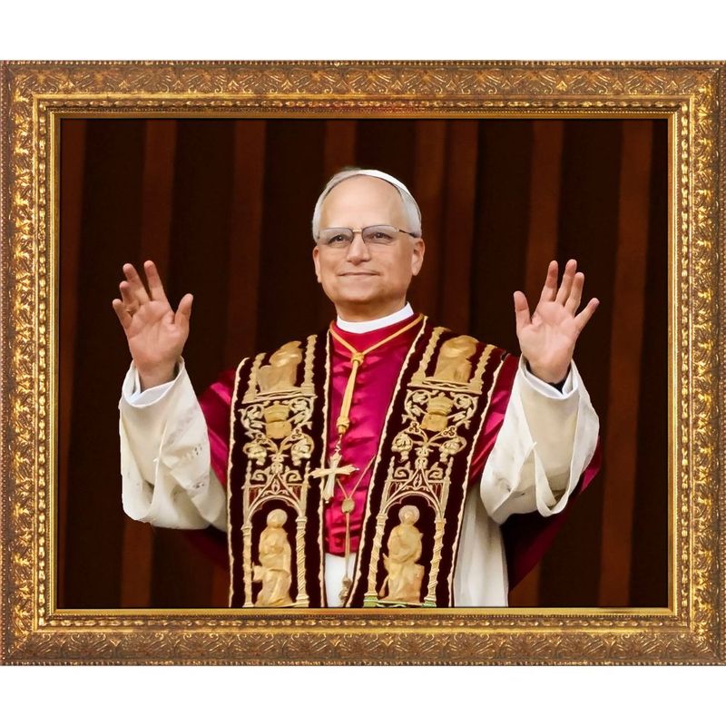 NW1876 Canvas Pope Leo XIV Extending Arms in Blessing Framed Wall Art