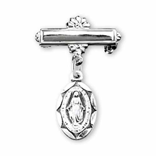 Sterling Silver Miraculous Medal Infant Pin SP2101 Sterling Silver Miraculous Medal Infant Pin SP2101