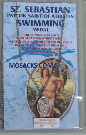 St. Sebastian Sports Pewter Swimming Medal 12-650-8049 St. Sebastian Swimming Medal 12-650-8049