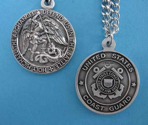 St. Michael Coast Guard Sterling Medal w/24" S Ch