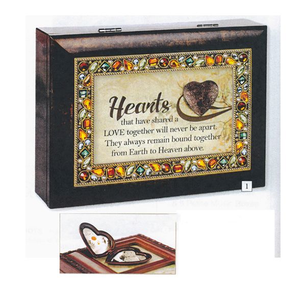 Bereavement Music Box with Locket plays tune Amazing Grace JM349S Jeweled Music Box