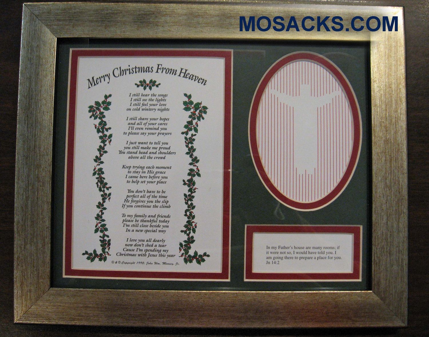 Merry Christmas From Heaven 10‚Äù x 8" Gold Frame Green Matt- Item #12fr