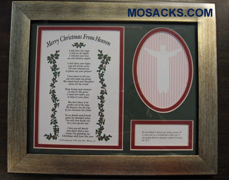 Merry Christmas From Heaven 10‚Äù x 8" Gold Frame Green Matt- Item #12fr