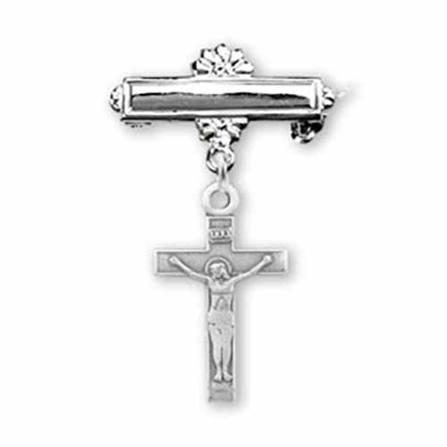 Sterling Silver Tiny Crucifix Christian Baby Pin Christian Baby Pin, Sterling Silver Tiny Crucifix with Pin, 1-1/4", SP1802