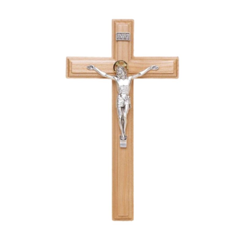 Maple Wood Crucifix with Italian Salerni Corpus  9" 17/436 QUANTITY PRICING