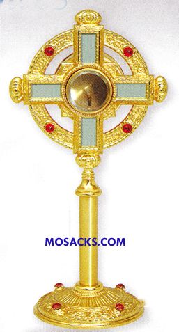 Ostensorium 15" High holds 2-3/4" Host K155 Gold Plated Ostensorium