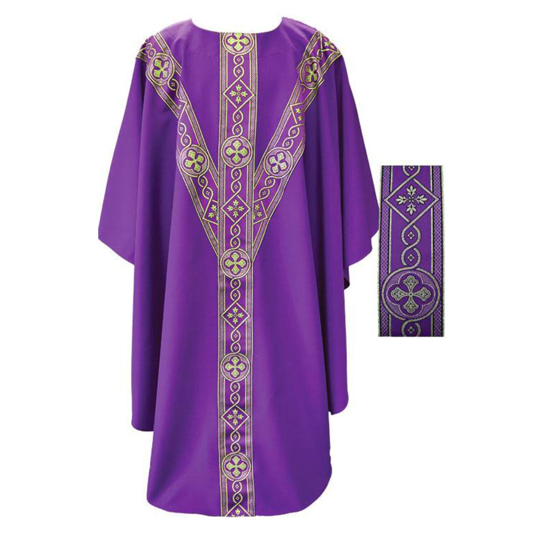Beau Veste Violet Chasuble With Italian Banding-2144V