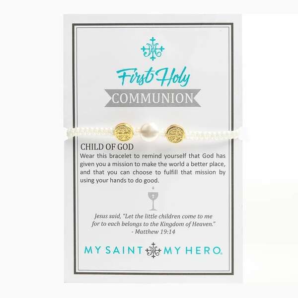 My Saint My Hero First Communion Bracelet White Pearl-50021WT
