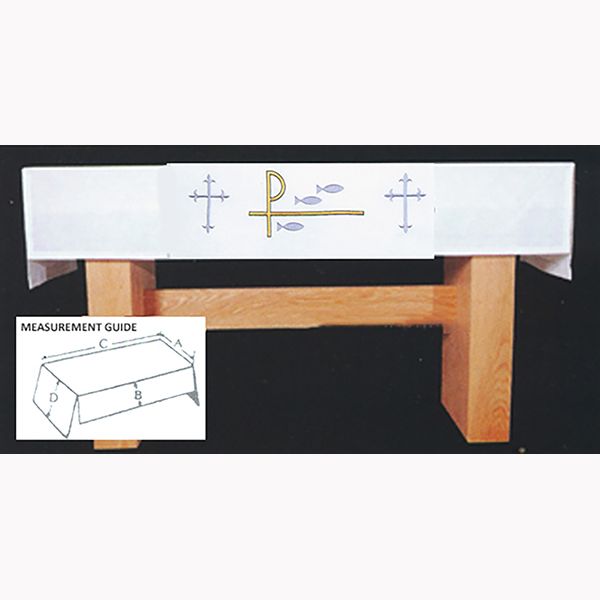 Washable Fitted Altar Cloth with Chi Rho Fish and Crosses design -SL9405