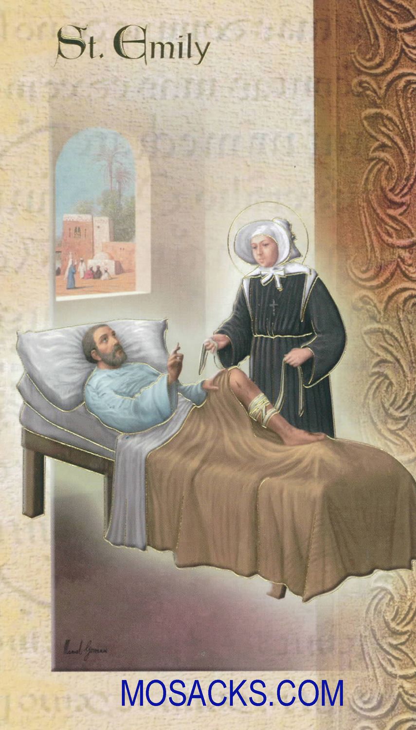 St. Emily Laminated Bi-fold Holy Card, F5-435 St. Emily laminated Bi-fold Holy Card, F5-435