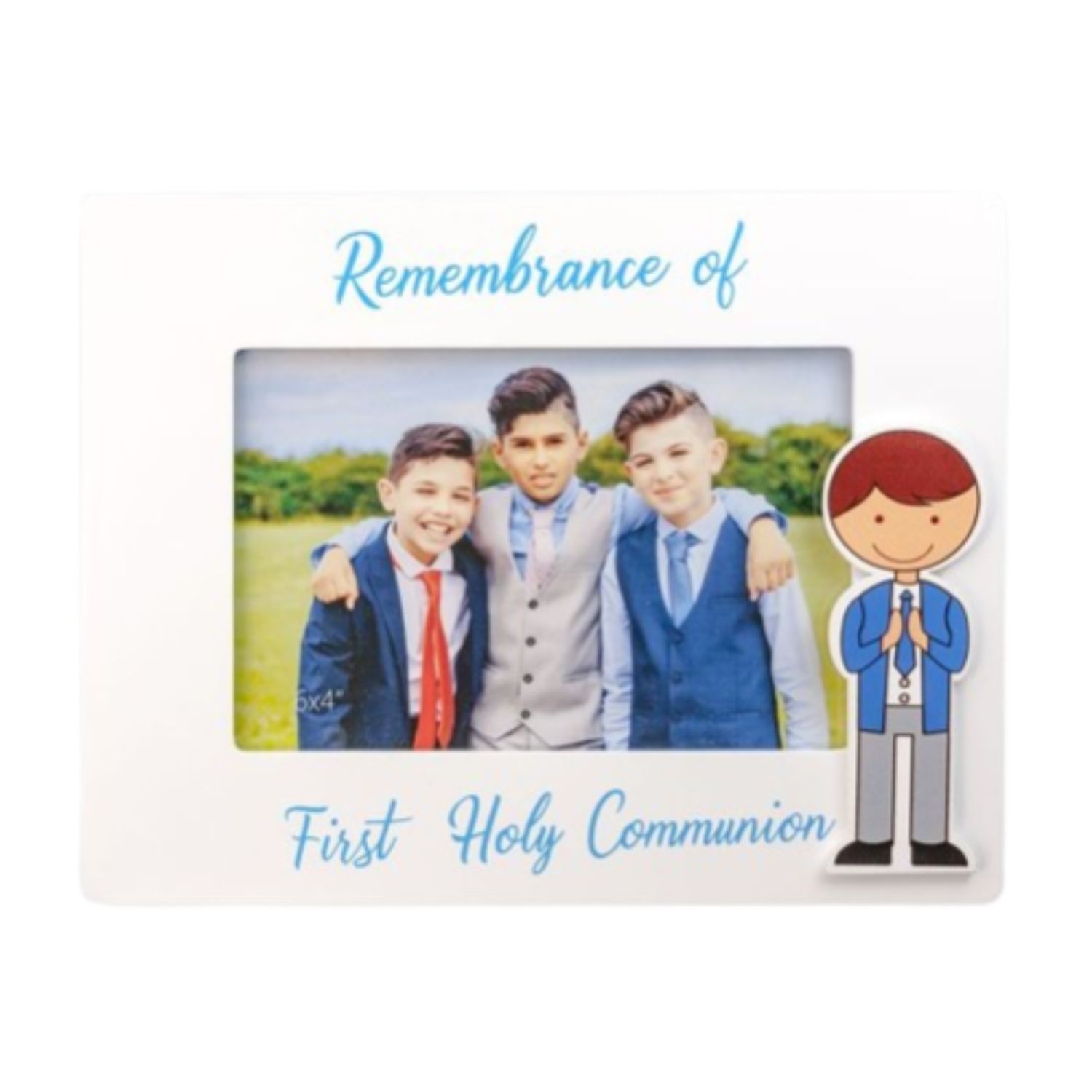 First Communion 4x6 Wood Frame (Boy) First Communion 8-1/4" X 6-1/4" Photo Frame Boy 5977