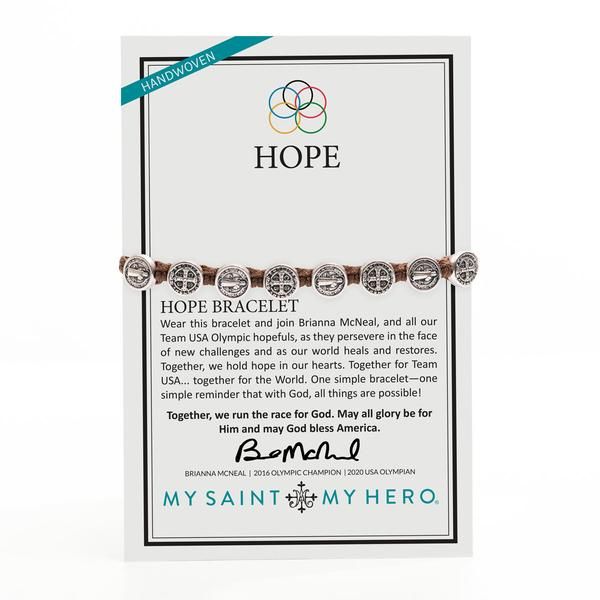 My Saint My Hero Hope Benedictine Blessing Silver Bracelet-21001TP