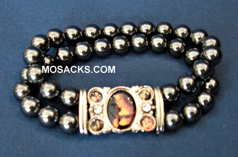 Black Hematite Mary Stretch Bracelet, BVP777