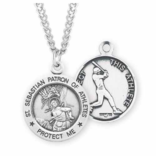 St. Sebastian Sports Medal Baseball in Sterling Silver, S904124