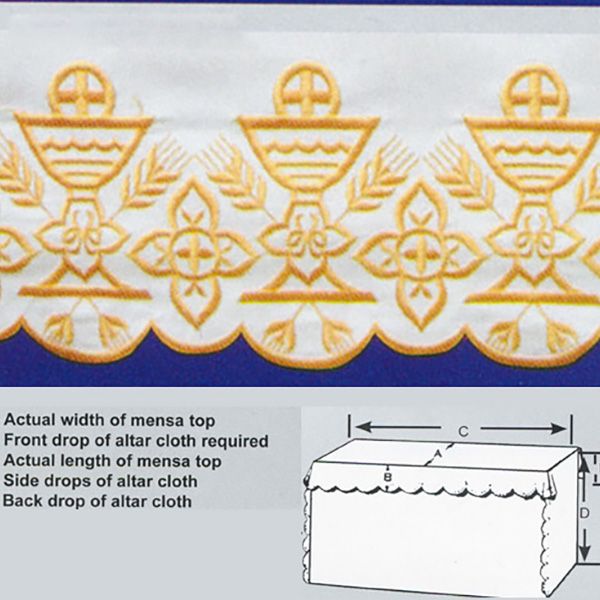 Embroidered Chalice Polyester Altar Cloth Gold Silk Embroidery-3108
