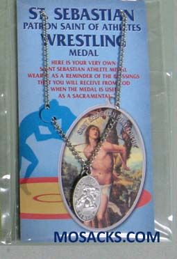 St. Sebastian Sports Pewter Wrestling Medal 12-650-6051  St. Sebastian Wrestling Medal 12-650-6051