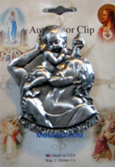 St. Christopher  with Child Jesus Visor Clip 2" x 2"  12-V5620  St Christopher  with Child Jesus 2x…