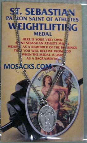 St. Sebastian Sports Pewter Weightlifting Medal 12-650-6052 St. Sebastian Weightlifting Medal 12-65…