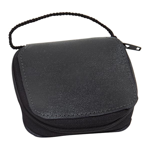 Genuine Leather Zipper Burse 4x4x1" fully lined with pocket and neck cord -K3148
