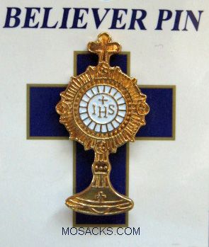 Monstrance Gold-Plated Lapel Believer Pin #SJ4390 Monstrance Gold-Plated Lapel Believer Pin #SJ4390