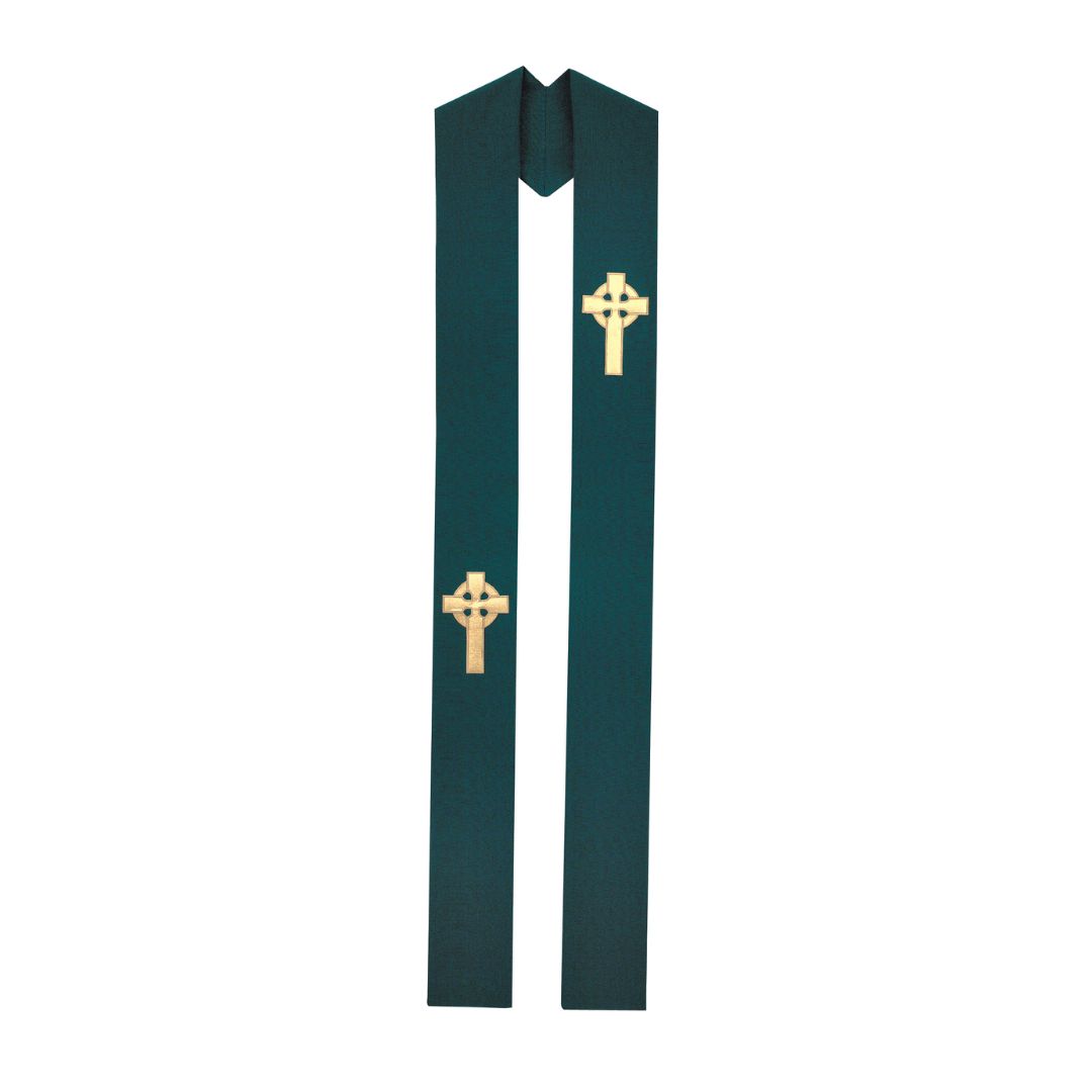 Celtic Overlay Stole in Hunter Green, Theological Threads  #06859HA
